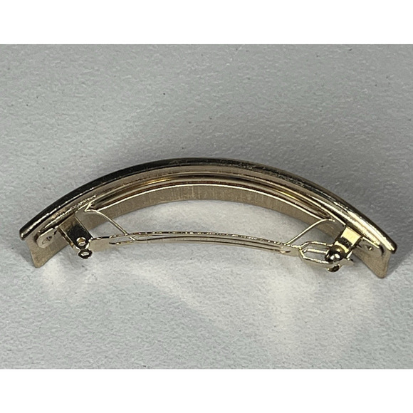 Large French Barrette Orange Enamel Gold Tone Hair Clip Chunky 80s Retro France - Picture 3 of 8